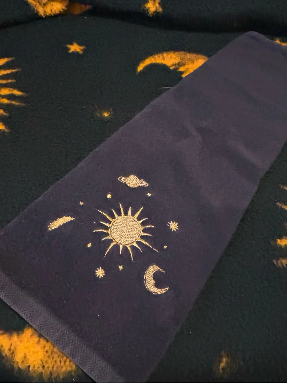 Vintage 90s Celestial Bathroom Towel 3 Piece Set Whimsigoth Sun Moon Decor USA